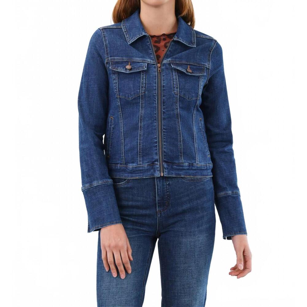 NEW FDJ denim zip front jacket in dark blue